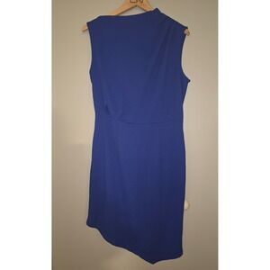 Aisize Royal Blue High Neck Asymmetrical Hem Sleeveless Sheath Dress L NEW